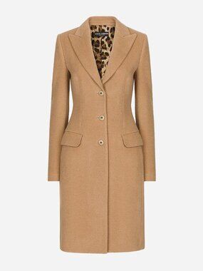 DOLCE & GABBANA Women's Single-Breasted Camel Wool Coat Size 44